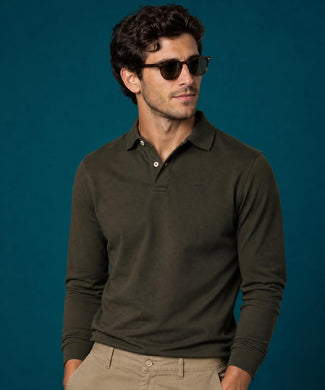 Classic Polo Lange Mouw | Dark Olive Classic Polo Lange Mouw | Dark Olive