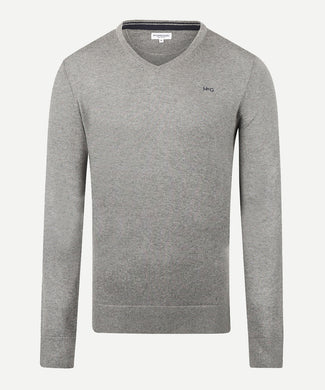 Trui Katoen Merino V-Hals | Medium Grey Melange Trui Katoen Merino V-Hals | Medium Grey Melange