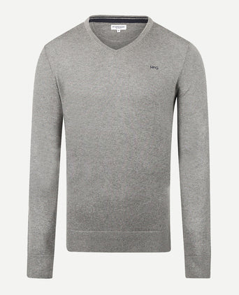 Trui Katoen Merino V-Hals | Medium Grey Melange