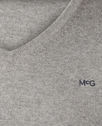 Sweater Cotton Cashmere V-Neck | Medium Grey Melange
