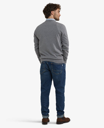 Sweater Cotton Cashmere V-Neck | Medium Grey Melange