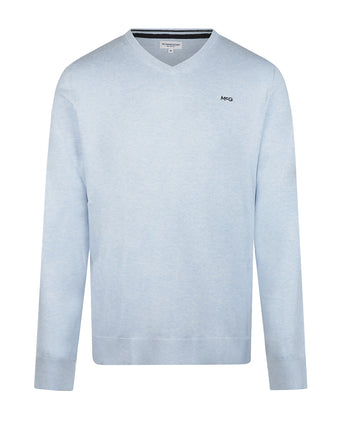 Trui Katoen-Kasjmier V-Hals | Light Blue