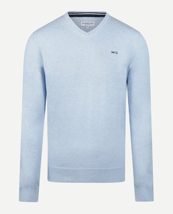 Trui Logo Katoen Cashmere V-Hals | Light Blue