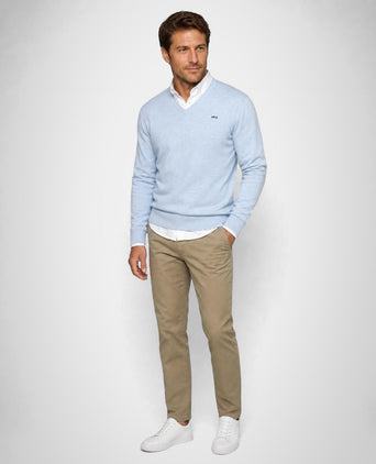 Sweater Cotton-Cashmere V-Neck | Light Blue