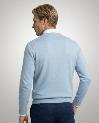 Trui Katoen-Kasjmier V-Hals | Light Blue