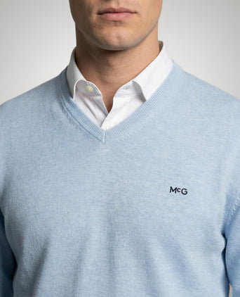 Sweater Cotton-Cashmere V-Neck | Light Blue