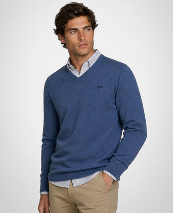 Sweater Cotton-Cashmere V-Neck | Vintage Blue