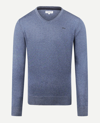 Trui Katoen Merino V-Hals | Vintage Blue