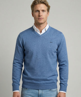 Trui Katoen-Kasjmier V-Hals | Vintage Blue Trui Katoen-Kasjmier V-Hals | Vintage Blue