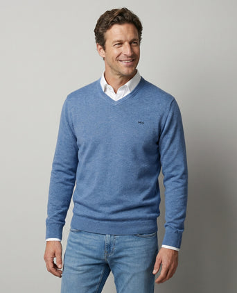 Trui Katoen-Kasjmier V-Hals | Vintage Blue