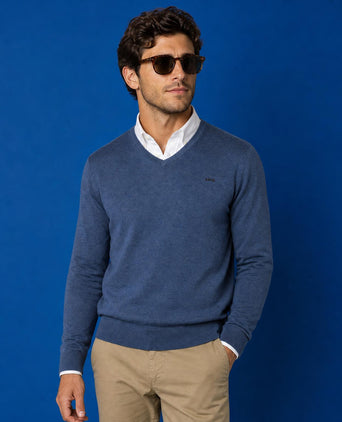 Sweater Cotton-Cashmere V-Neck | Vintage Blue