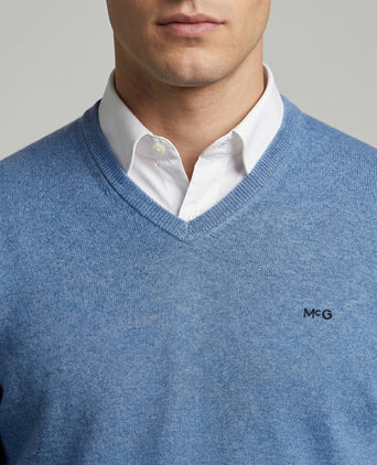 Trui Katoen-Kasjmier V-Hals | Vintage Blue