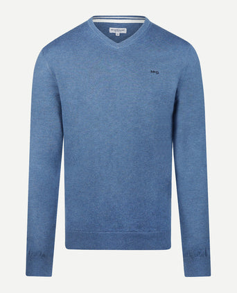 Trui Katoen-Kasjmier V-Hals | Vintage Blue