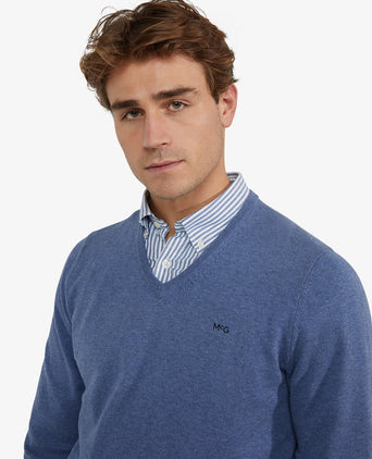 Sweater Cotton Merino V-Neck | Vintage Blue