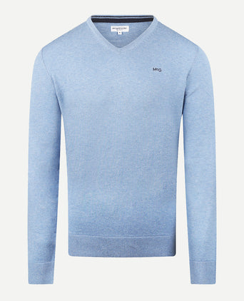 Trui Katoen-Kasjmier V-Hals | Ice Blue
