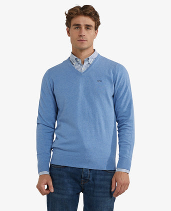 Sweater Cotton Merino V-Neck | Ice Blue