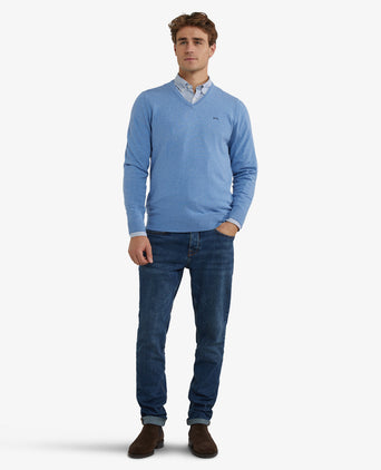 Trui Katoen-Kasjmier V-Hals | Ice Blue