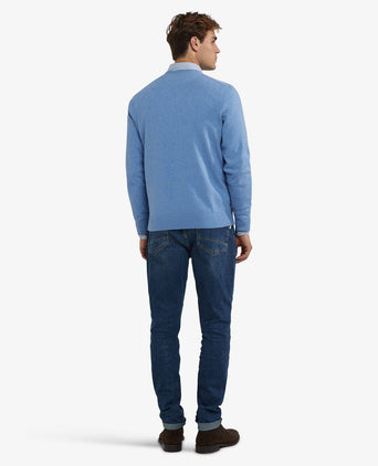 Trui Katoen-Kasjmier V-Hals | Ice Blue