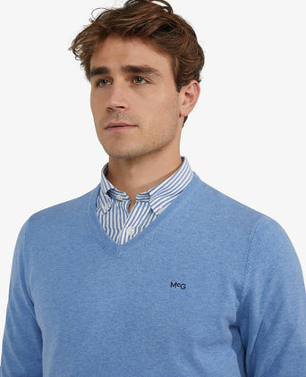 Sweater Cotton Merino V-Neck | Ice Blue