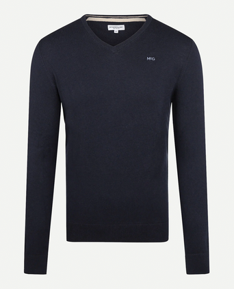 Trui Logo Katoen Cashmere V-Hals | Navy