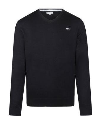 Trui Katoen-Kasjmier V-Hals | Navy