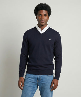 Sweater Cotton-Cashmere V-Neck | Navy Sweater Cotton-Cashmere V-Neck | Navy