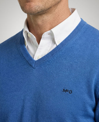 Sweater Cotton-Cashmere V-Neck | Cobalt