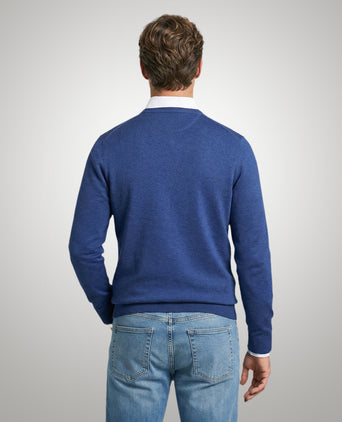 Sweater Cotton Merino V-Neck | Royal Blue