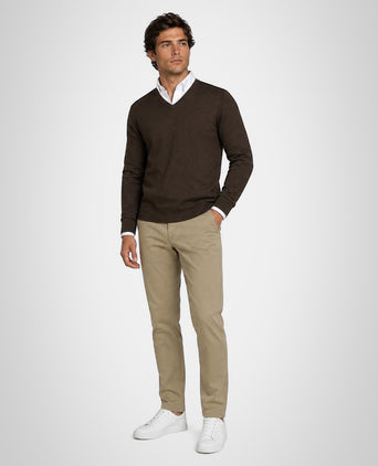 Trui Katoen-Kasjmier V-Hals | Chocolate Brown