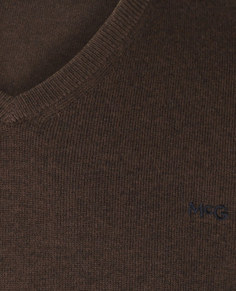 Trui Katoen-Kasjmier V-Hals | Chocolate Brown
