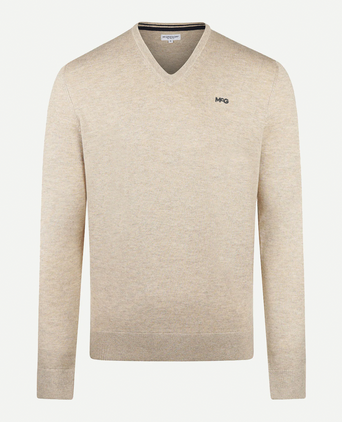 Sweater Cotton Merino V-Neck | Sand