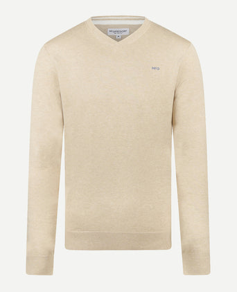 Trui Logo Katoen Cashmere V-Hals | Sand