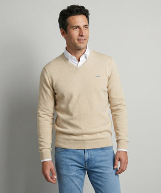 Sweater Cotton-Cashmere V-Neck | Sand Sweater Cotton-Cashmere V-Neck | Sand
