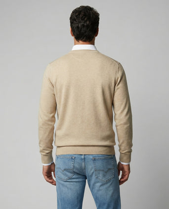 Trui Katoen-Kasjmier V-Hals | Sand