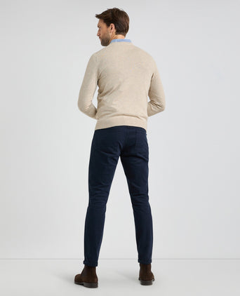 Trui Katoen Merino V-Hals | Sand