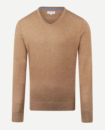 Trui Katoen-Kasjmier V-Hals | Walnut