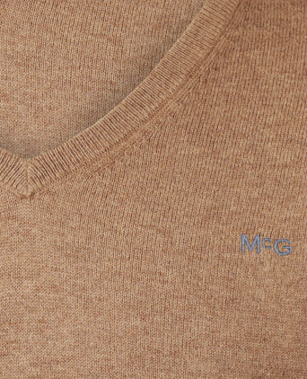 Cotton-Cashmere V-Neck Sweater | Walnut
