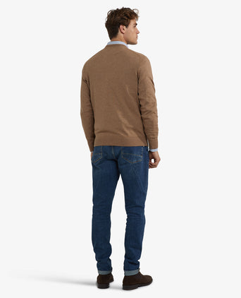 Cotton-Cashmere V-Neck Sweater | Walnut