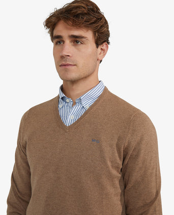 Cotton-Cashmere V-Neck Sweater | Walnut