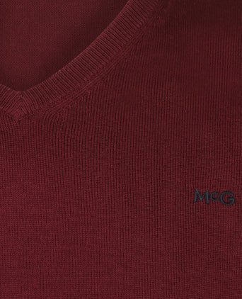 Trui Katoen-Kasjmier V-Hals | Burgundy