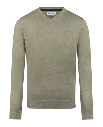 Trui Katoen-Kasjmier V-Hals | Light Olive