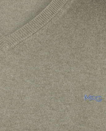 Trui Katoen-Kasjmier V-Hals | Light Olive