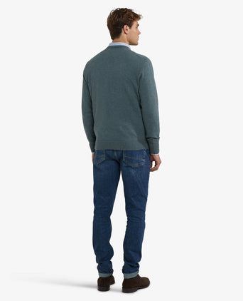 Cotton-Cashmere V-Neck Sweater | Winter Sage