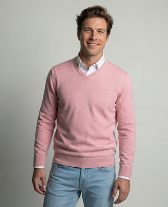 Sweater Cotton-Cashmere V-Neck | Light Pink
