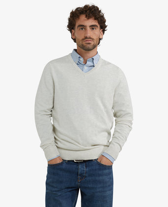 Trui Katoen Merino V-Hals | Off White