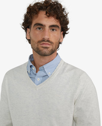 Trui Katoen Merino V-Hals | Off White
