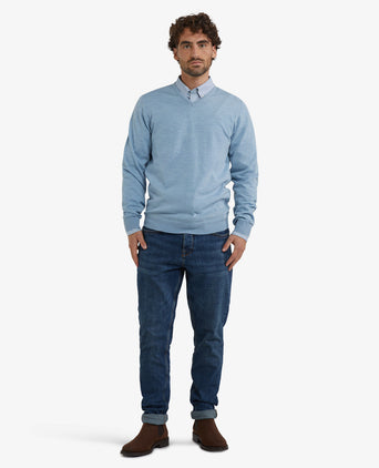 V-Neck Sweater Luxury Merino Wool | Light Blue