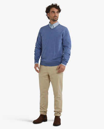 V-Neck Sweater Luxury Merino Wool | Vintage Blue