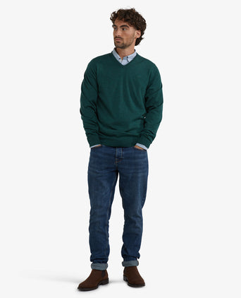 Trui V-Hals Luxe Merinowol | Winter Sage