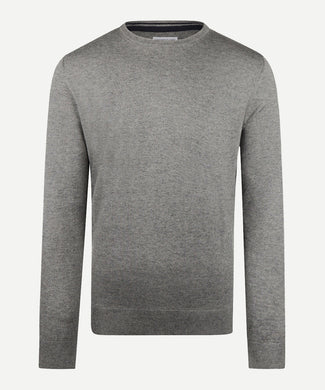 Cotton Merino Crew Neck Sweater | Medium Grey Melange Cotton Merino Crew Neck Sweater | Medium Grey Melange